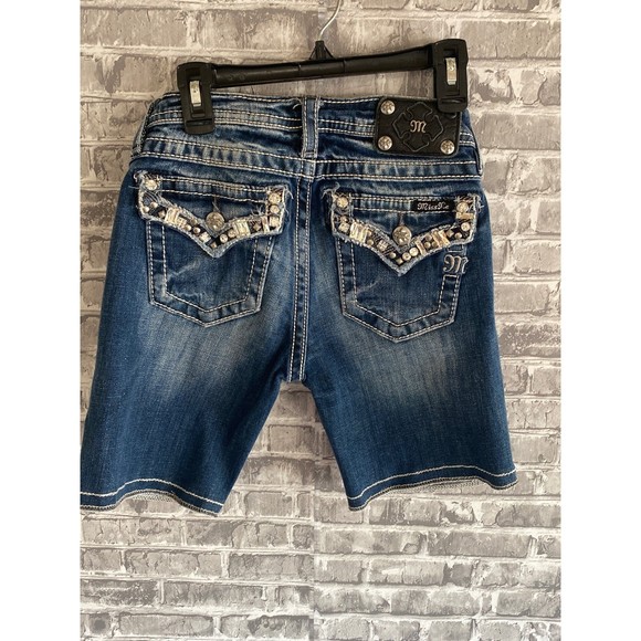Miss Me bling distressed denim shorts- youth size 14 - Picture 1 of 4